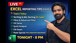 Excel Live Class in Hindi | Sorting, Advanced Filter, Fill Series, Paste Special | Reporting Tips-2