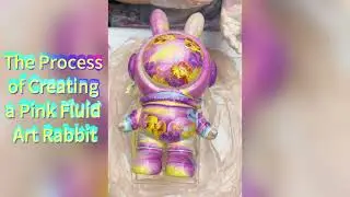 The Process of Creating a Pink Fluid Art Rabbit｜#fluid #fluidart #cute #diy #stressrelief #toys