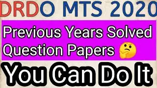 DRDO MTS 2020 || Solved Previous Years Question Papers || You Can Do It || Latest Samples Papers ||