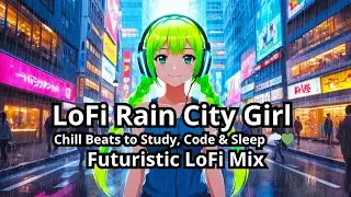 「LoFi Rain City Girl」 Chill Beats to Study, Code & Sleep 🌧️💚 | Neon Night Rain LoFi Mix