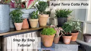 How To Age Terra Cotta Planters // Easy Gardening DIY // Painting Rustic Clay Pots