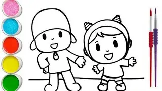 Draw and Colour Pocoyo 👦👩 and Nina Drawings for kids || Cute Drawings 