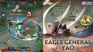 Yao Eagle General Skin Gameplay | New Hero Skin Showcase in Honor of Kings