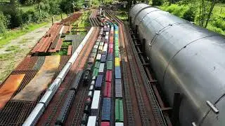 Train ride, drone view, g scale, SD70, Dash9 & SD40-2