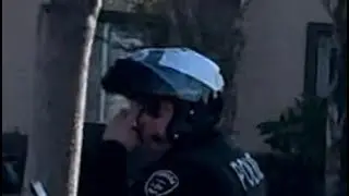 #Fontana police officer flips off the camera. Very professional department. ￼