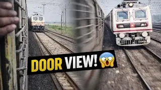 Door View Express Train Journey 🚆 | Speed, Sound & Train Crossing Experience