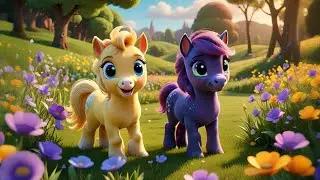 Four Baby Ponies Skip on Grass | Pony Song for Kids | Nursery Rhymes and Baby Songs
