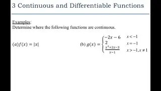 Continuous & Differentiable Functions