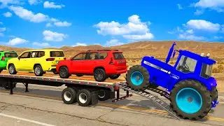 Flatbed Truck Mcqueen | Transportation with Truck - Pothole vs Car #005 - BeamNG.Drive