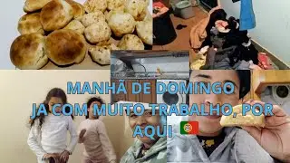 Rotina 6 da manhã de domingo, fiz pão caseiro ,pão de queijo ,lavei roupa tudo hoje, acompanha 🇵🇹