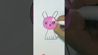 How To Draw a RABBIT from a CIRCLE #shorts