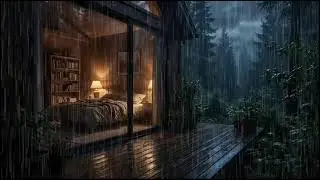 Quiet Rainy Forest Cabin 🌲 | Slow rain ambience with natural rain sounds for night relaxation