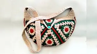 Easy Crochet Bag Tutorial 🏵️ Tas Rajut Terbaru Granny Segitiga @SantuyCrochet