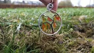 Weeping willow tree resin pendant