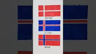 Easy flags to draw with names | world flag drawing simple denmark🇩🇰 Iceland🇮🇸 Norway🇳🇴 #shortsfeed