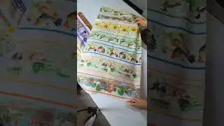 Cortando as faixas de tecido para fazer Pano de Prato Decorativo