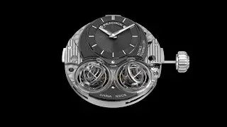 Peacock Dual Triple-Axis Tourbillon Movement 孔雀三维立体双球陀机心 (Video credit to Peacock Watch Official
