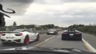 Nissan GT-R vs Lamborghini Murci&eacute;lago vs Ferrari 458 Italia acceleration exhaust racing