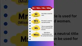 Mr , Mrs, Ms, Miss | learn English #learnenglish
