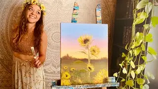 Painting Textured Sunflowers