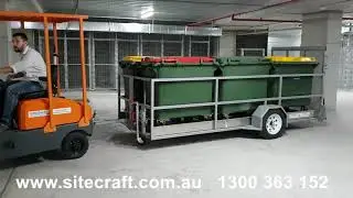 Sitecraft ST-3000AC Tow Tug Moving A 6 x 660L Wheelie Bin Trailer