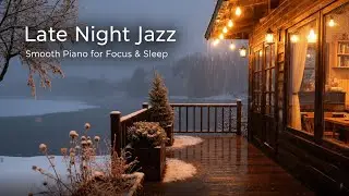 Soft Winter Jazz Piano ❄️ Rainy Snow Night in a Cozy Cabin