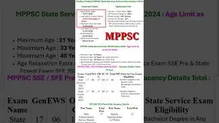 Madhya Pradesh MPPSC State Services & Forest Examination 2024