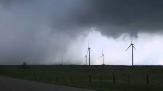 Storm rotation and core hitting wind farm near Zenda, KS 140412