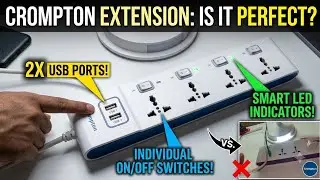 Crompton Extension Board With 2 USB ports LED Lights Indication ON/OFF Power Button for each Socket 