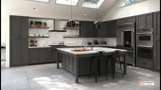 Forevermark Kitchen Cabinets Midtown Grey / K-Series White - Cabinets House