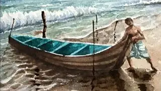 Watercolour Seascape painting|| Easy Techniques|| নিজের ভাবনা প্রকাশ করি জলরং দিয়ে 