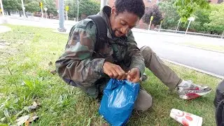He's homeless, but a small help would go a long way...