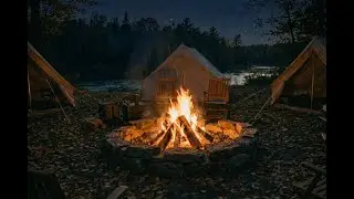 Quiet Campfire Night by the River | 1 Hour (Ad-Free)#no music