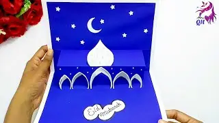 EID MUBARAK greeting card |How to make greeting card for RAMADAN |Paper greeting card|Queen's home