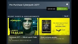 How to pre-purchase cyber punk 2077 with 29.99$ from Steam/Epic Store