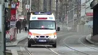 Ford Transit ambulance responding in Prague *red-blue dash light & amber rear lights* [2.2014]