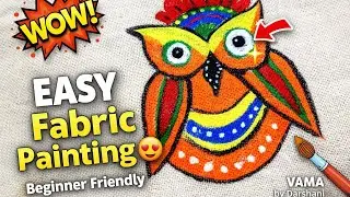 How to Paint on Fabric for Beginners | Easy Owl Design Tutorial | VAMA by Darshani| DIY Boho Owl Art