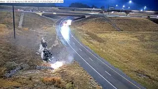 [HORROR] Iowa: Tractor Trailer Takes Ramp WAY Too Fast & Flips Onto Roof