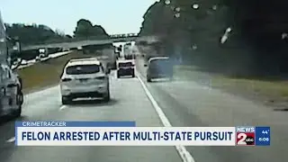 Felon arrested after multi-state pursuit