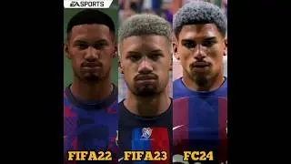 FIFA 22 vs FIFA 23 vs EA Sports FC 24 Barcelona Player Faces Comparison