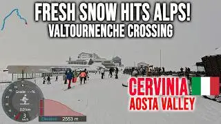 [4K] Skiing Cervinia, Crossing from Valtournenche - It's Snowing! Aosta Valley Italy, GoPro HERO13