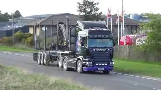 Ben Hamage Custom Scania V8 R730 highline timber logging truck straight through pipes