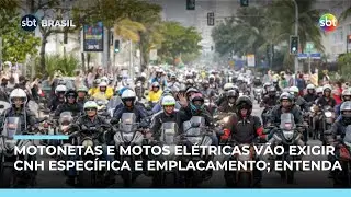 Motos el&eacute;tricas e motonetas v&atilde;o exigir CNH espec&iacute;fica e emplacamento em 2026; entenda | #SBTBrasil