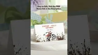 Red Dirt Bike Birthday Food Tent Card, Name Card Motocross Theme Template