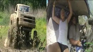 WILD RIDE IN A MUD TRUCK!!!  FUNNY!!!