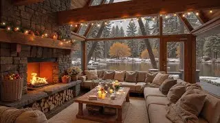 Winter Rain Day in a Cozy Cabin ❄️ Relaxing Background Instrumental for Study & Work