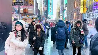 NYC Freezing Temperatures Midtown Manhattan Walk 4K