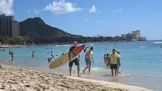 Walking back to our Hawaiian Rental from Waikiki Beach   Oahu Hawaii