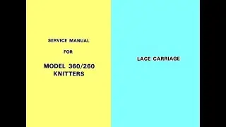 Knitmaster SK360 SK260 service manual