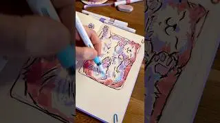 I don&rsquo;t know what happened 😂 #markerart #artprocess #catdrawing